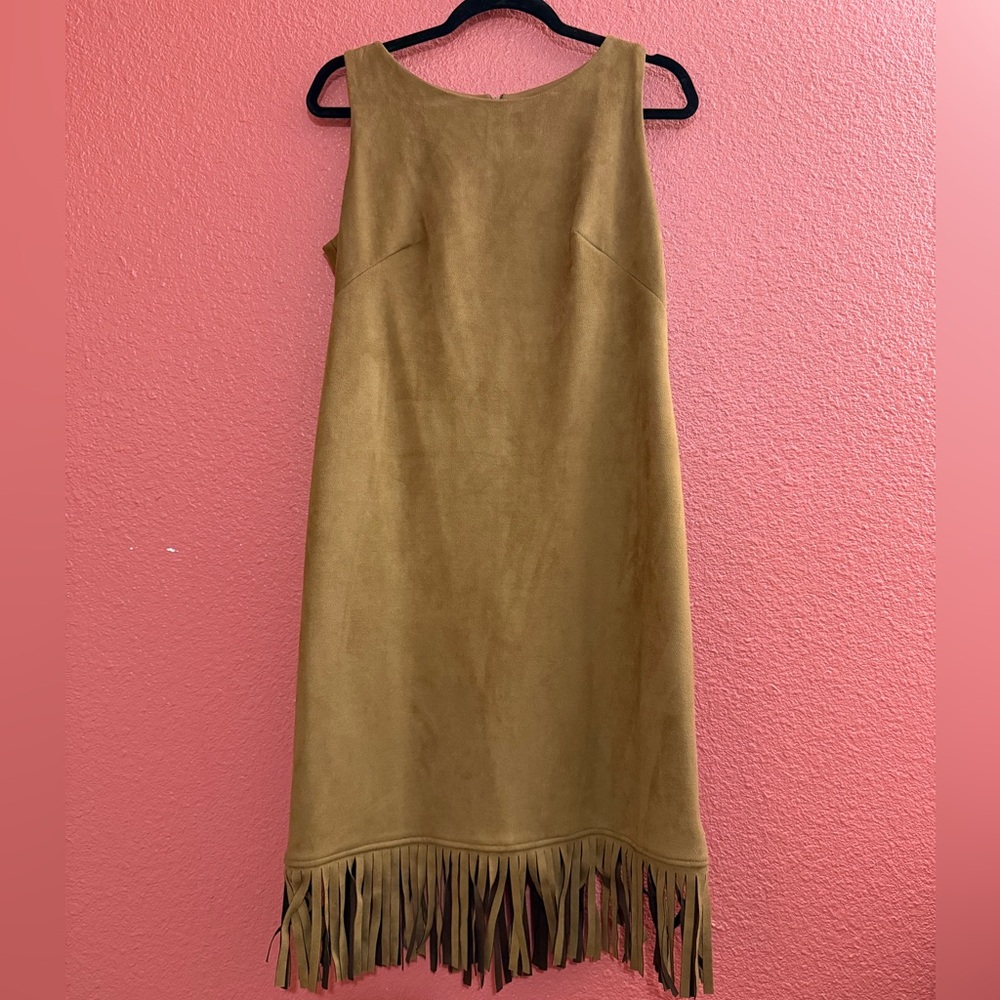 Shelby & Palmer Tan Fringe Mini Dress